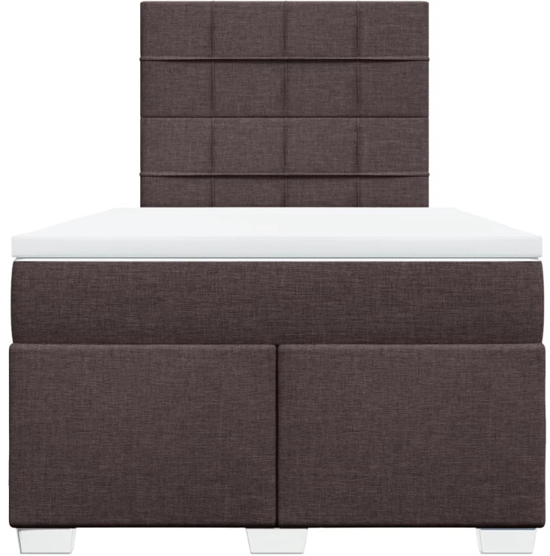 vidaXL Κρεβάτι Boxspring με Στρώμα Σκούρο Καφέ 120x190 εκ Υφασμάτινο
