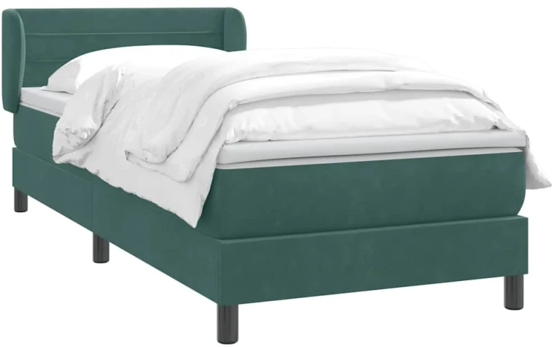 vidaXL Box Spring κρεβάτι με στρώμα σκούρο πράσινο 80x220εκ. Βελούδινο