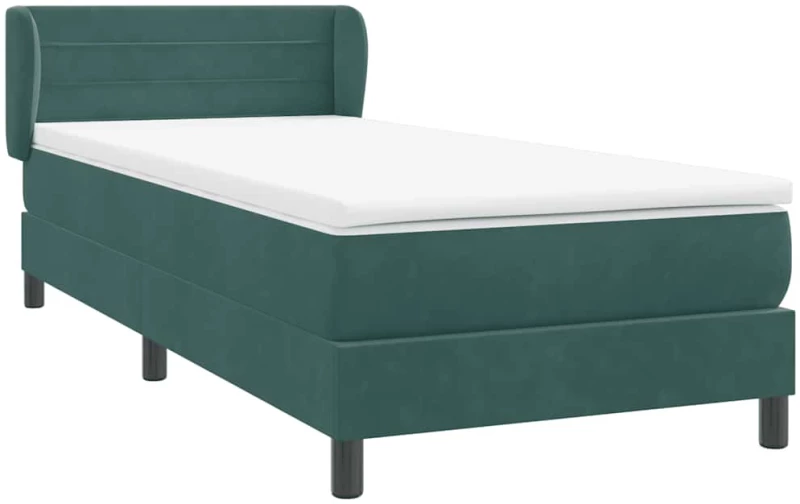 vidaXL Box Spring κρεβάτι με στρώμα σκούρο πράσινο 80x220εκ. Βελούδινο