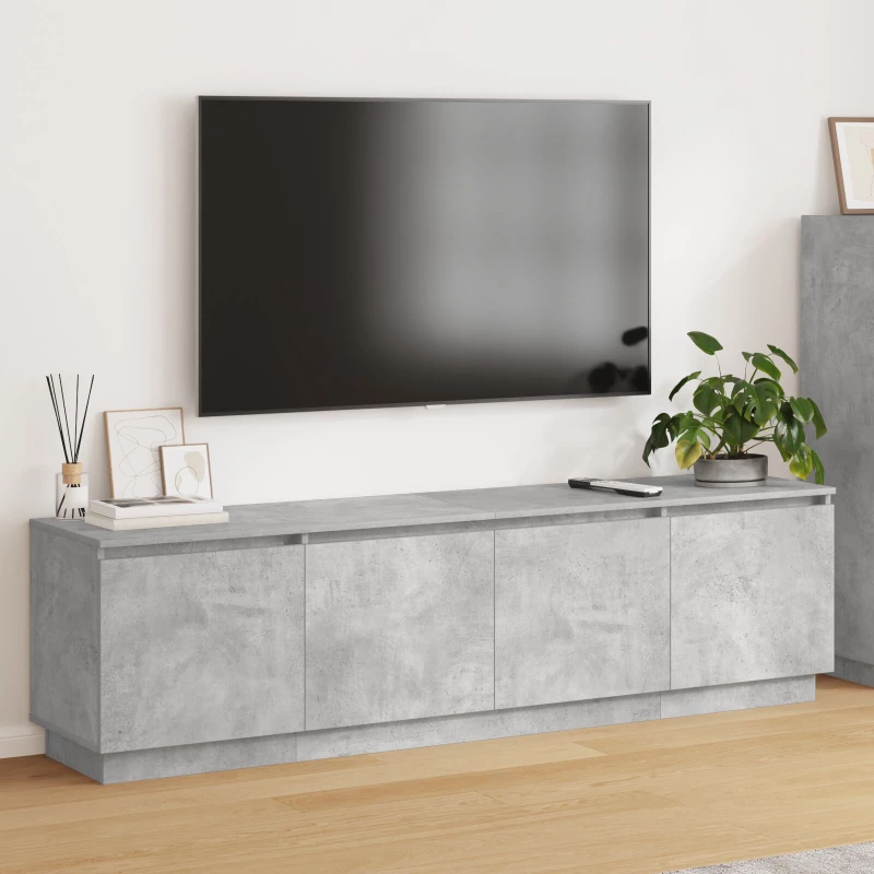 vidaXL Ντουλάπι τηλεόρασης με LED τσιμεντένιο γκρι 180x38x49 εκ. από επεξεργασμένο ξύλο