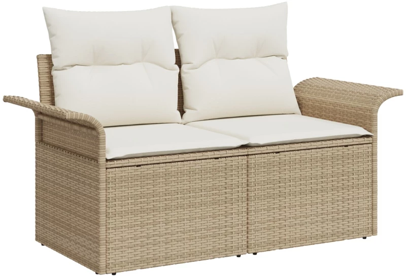 vidaXL 7 κομμάτια σετ σαλονιού κήπου με μπεζ μαξιλάρια
