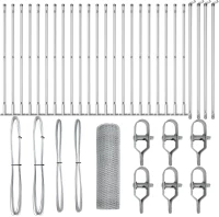 vidaXL Hexagon Fence 0.8x50 μ Γαλβανισμένος Χάλυβας, vidaXL Πόλοι Περίφραξης με Βάσεις 13 τεμ Ø32mm 90cm Γαλβανισμένος Χάλυβας