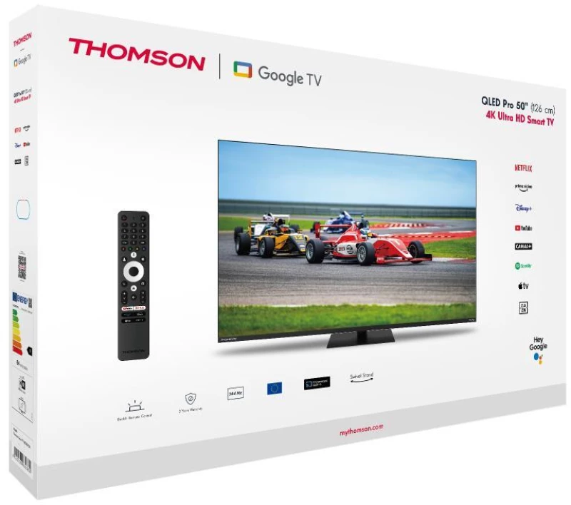 TV Set|THOMSON|43"|4K/Smart|QLED|3840x2160|Wireless LAN|Bluetooth|Google TV|Black|43QG7C14