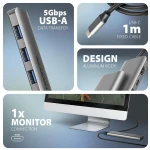 I/O HUB USB-C 5IN1/1M HMC-5H AXAGON