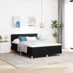 vidaXL Κρεβάτι με Σπαστό Στρώμα Μαύρο 160x200 εκ. Ύφασμα