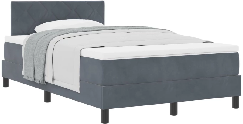 vidaXL Κρεβάτι Box Spring με Στρώμα Σκούρο Γκρι 120x200 εκ Βελούδο