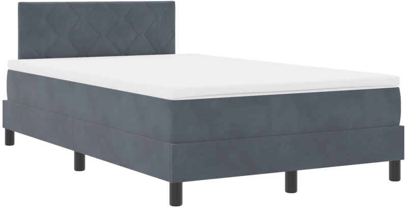 vidaXL Κρεβάτι Box Spring με Στρώμα Σκούρο Γκρι 120x200 εκ Βελούδο