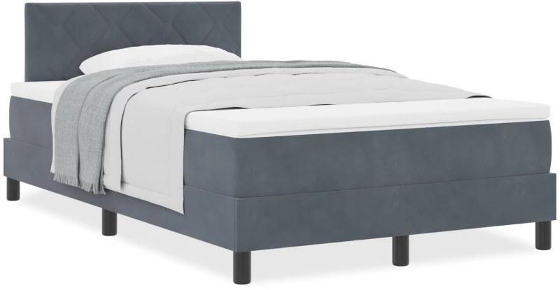 vidaXL Κρεβάτι Box Spring με Στρώμα Σκούρο Γκρι 120x200 εκ Βελούδο