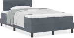 vidaXL Κρεβάτι Box Spring με Στρώμα Σκούρο Γκρι 120x200 εκ Βελούδο