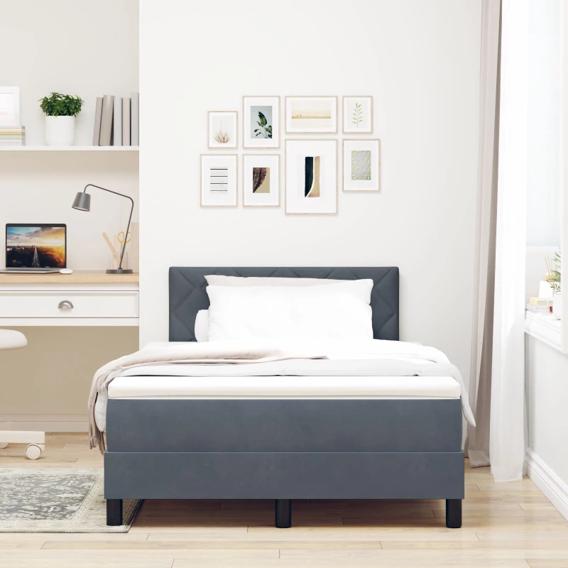 vidaXL Κρεβάτι Box Spring με Στρώμα Σκούρο Γκρι 120x200 εκ Βελούδο