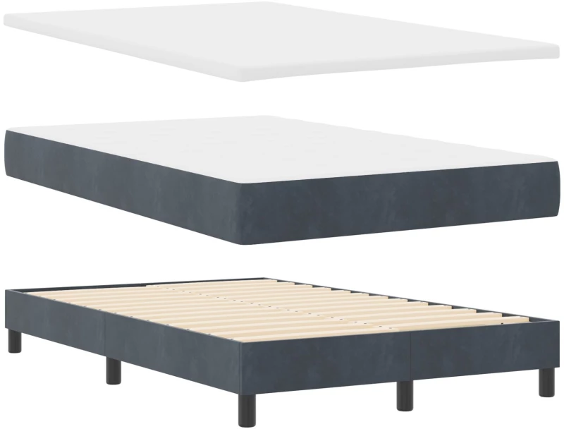 vidaXL Κρεβάτι Box Spring με Στρώμα Σκούρο Γκρι 120x200 εκ Βελούδο