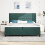 vidaXL Κρεβάτι με Στρώμα Dark Green 200x200 εκ Βελούδο