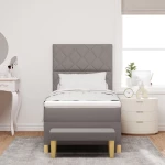 vidaXL Κρεβάτι Box Spring με Στρώμα & Πάγκο Ταμπά 90x200 cm Ύφασμα