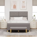 vidaXL Κρεβάτι Box Spring με Στρώμα & Πάγκο Ταυπ 140x190 εκ Ύφασμα