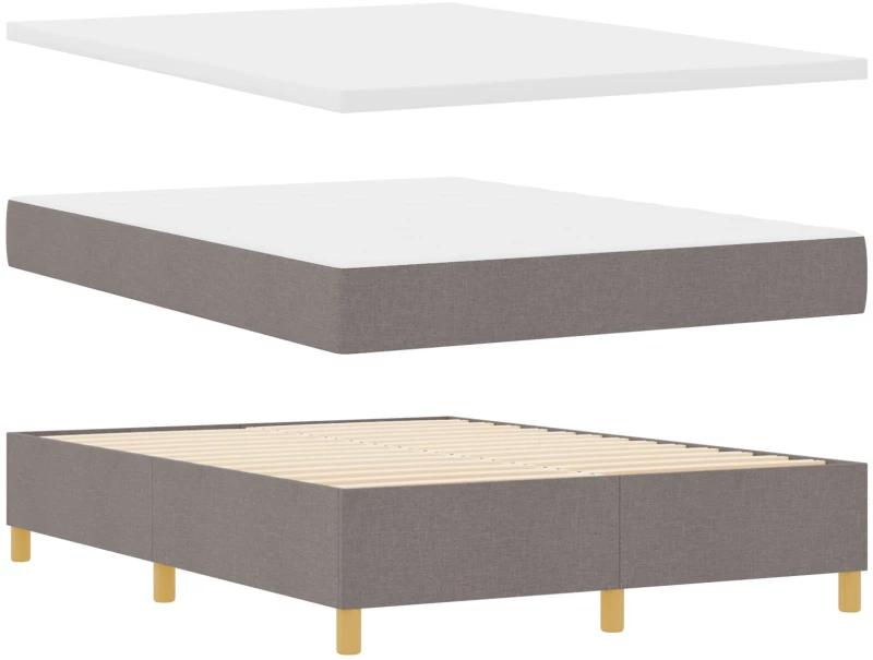 vidaXL Κρεβάτι Box Spring με Στρώμα & Πάγκο Ταυπ 140x190 εκ Ύφασμα