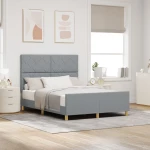 vidaXL Κρεβάτι Γκρι Ανοιχτό 140x200 εκ. Υφάσματος