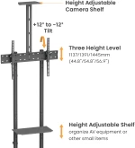 BRATECK βάση τηλεόρασης δαπέδου T1042T, 37-70", έως 45kg, με ράφια & ροδάκια