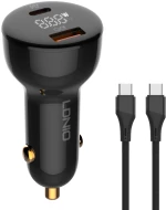 LDNIO φορτιστής αυτοκινήτου C101 με καλώδιο, USB/USB-C, 100W PD, μαύρος