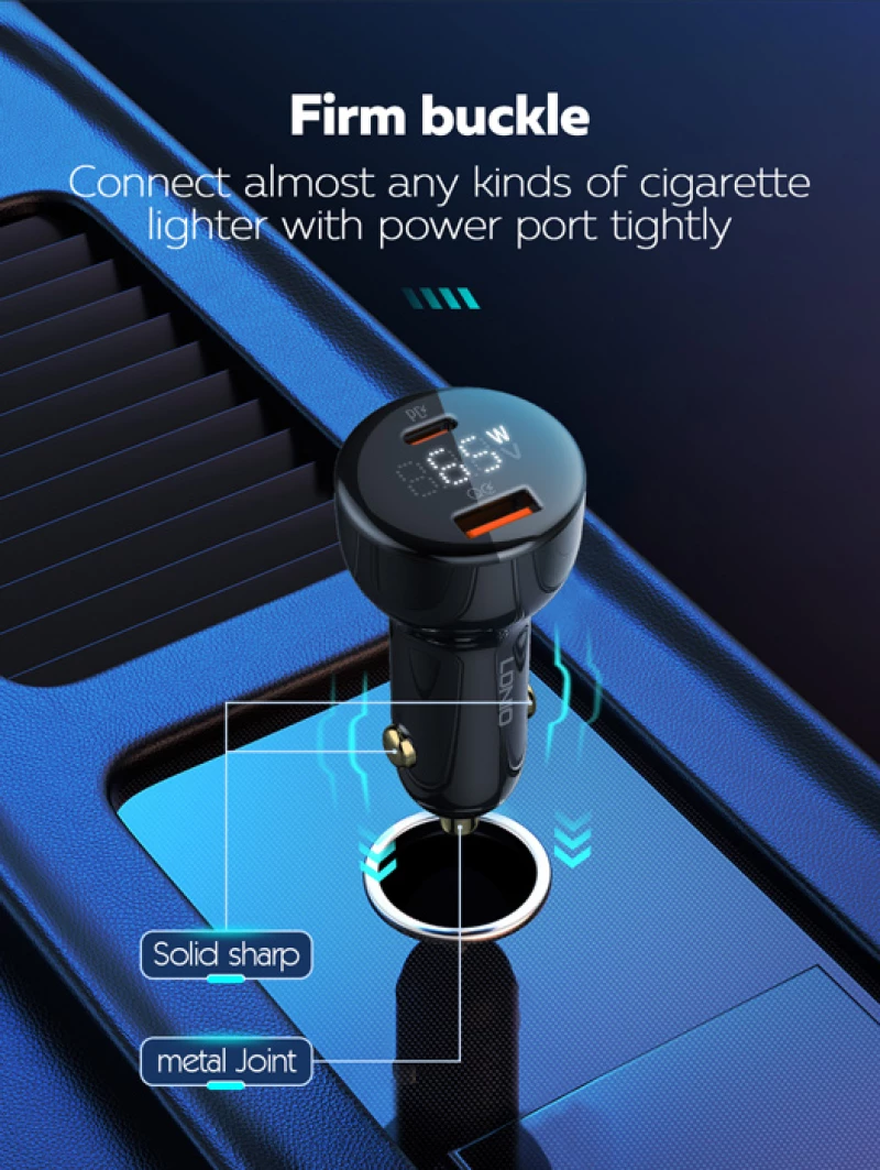 LDNIO φορτιστής αυτοκινήτου C101 με καλώδιο, USB/USB-C, 100W PD, μαύρος