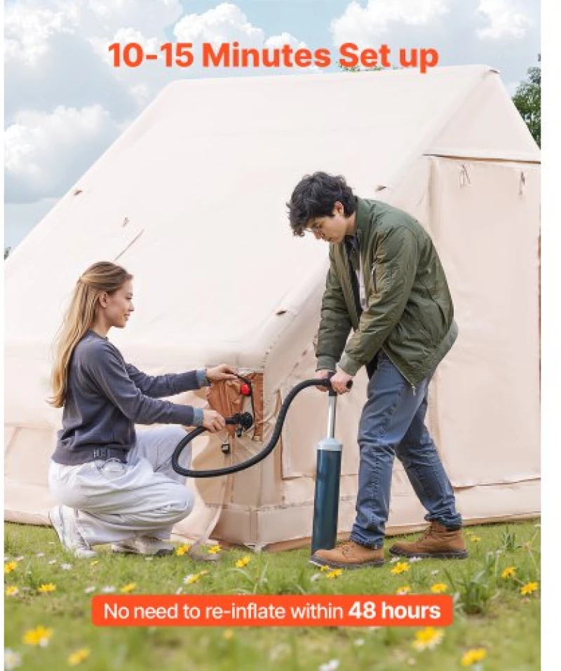 VEVOR Inflatable Tent for Camping 3-5 Person Glamping Tent with Pump Easy Set up