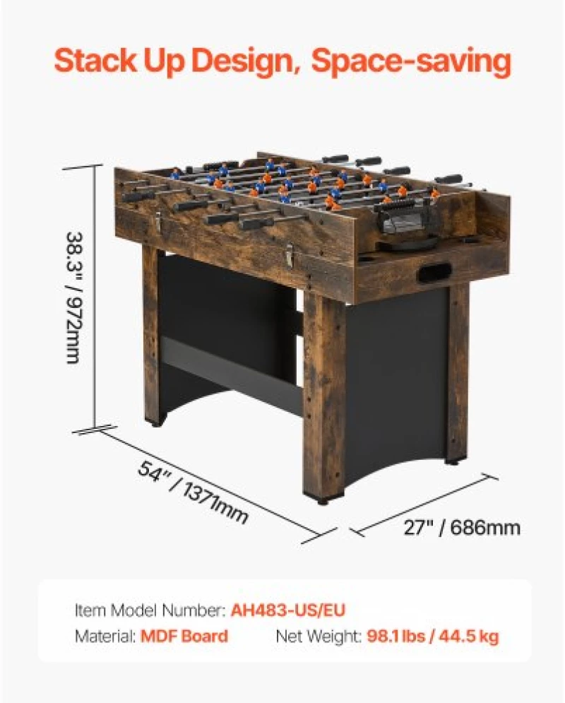 VEVOR 137.1cm Air Hockey Table 3-in-1 Air Powered Combo Table Foosball Ping Pong