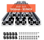 VEVOR 10PCS 59 in (1500 mm) T Slot 2020 Aluminum Extrusion Anodized Linear Rail