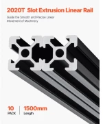 VEVOR 10PCS 59 in (1500 mm) T Slot 2020 Aluminum Extrusion Anodized Linear Rail