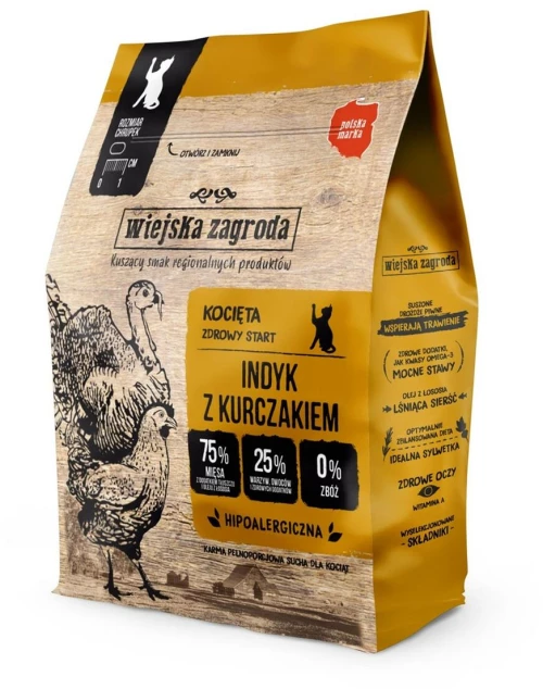 Γατοτροφή WIEJSKA ZAGRODA Kitten Turkey with chicken Τουρκία 400 g