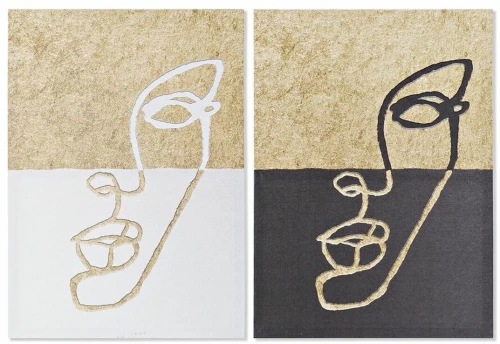 Πίνακας DKD Home Decor Πρόσωπο Σύγχρονη (50 x 1,8 x 70 cm) (x2)