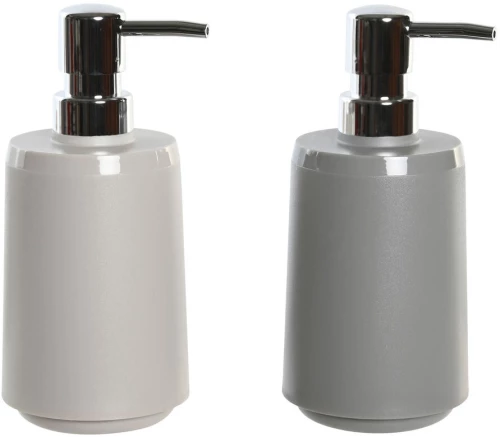 Διανομέας Σαπουνιού DKD Home Decor Μπεζ Γκρι Κρεμ πολυστερίνη 8 x 8 x 18 cm (x2)