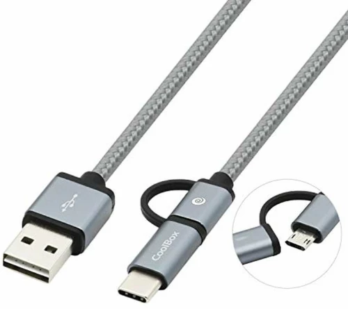 Καλώδιο USB σε Micro USB και USB-C CoolBox COO-CAB-U2MC-GR Γκρι