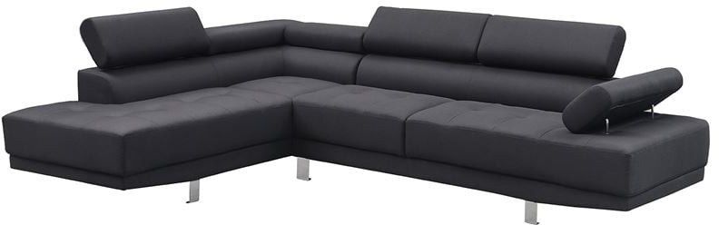 SECTOR Καναπές Σαλονιού Δεξιά Γωνία, Ανακλινόμενα Κεφαλάρια, Ύφασμα Μαύρο