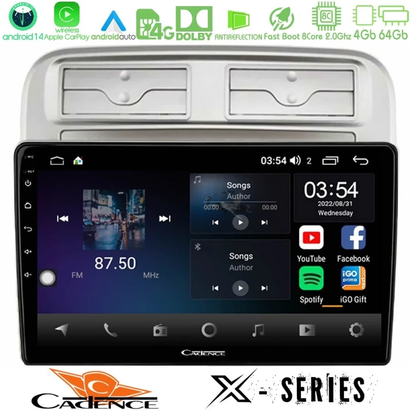 Cadence x Series Fiat Grande Punto 2006-2011 8core Android 14 4+64gb Navigation Multimedia Tablet 9" u-x-Ft1781