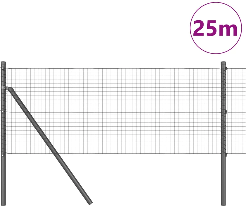 vidaXL Σετ Στυλών Φράχτη Σετ 2 Γκρι Ατσάλι 25 x 0.5 μ Ανθεκτικό