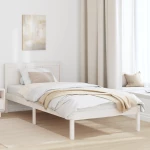 vidaXL Λευκό Κρεβάτι Πεύκου Λευκό Ξύλο 75 x 190 cm Ανθεκτικό