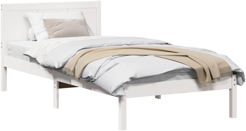vidaXL Λευκό Κρεβάτι Πεύκου Λευκό Ξύλο 75 x 190 cm Ανθεκτικό