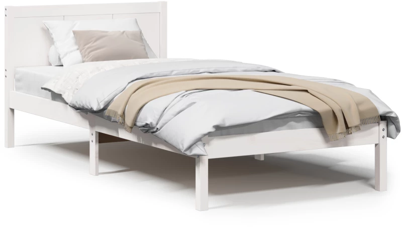 vidaXL Λευκό Κρεβάτι Πεύκου Λευκό Ξύλο 75 x 190 cm Ανθεκτικό