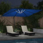 vidaXL Ομπρέλα Ρώμη με LEDs Γαλάζιο 286x285x270 εκ. Αλουμίνιο
