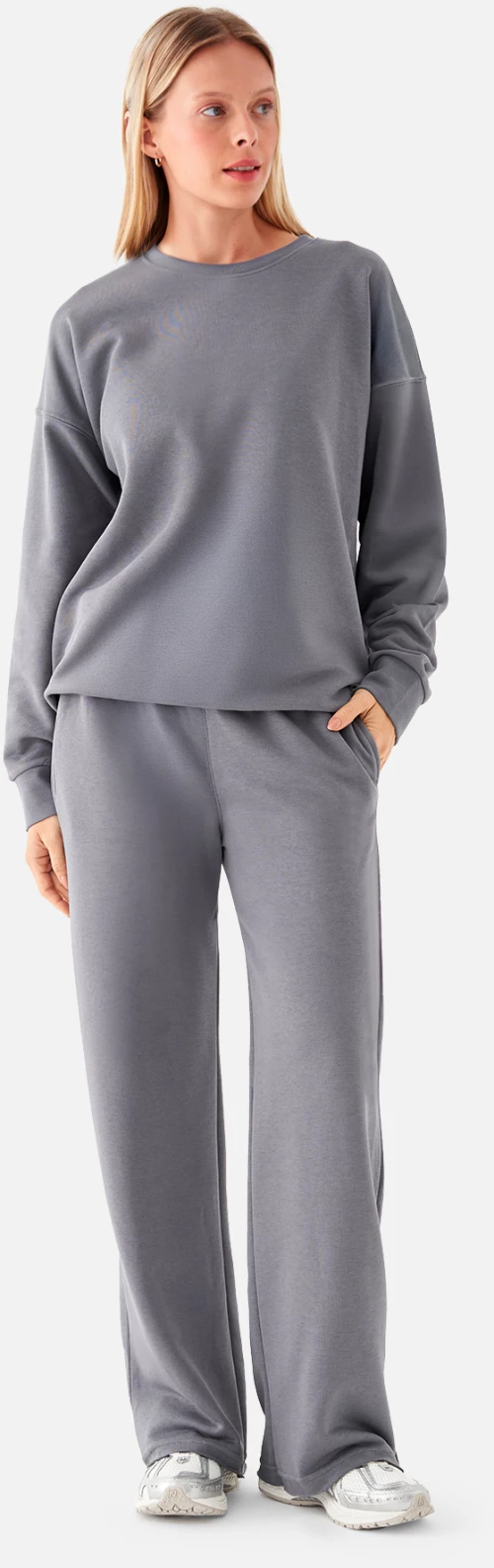 Γυναικείο Αθλητικό Φούτερ Oversized Dark Grey