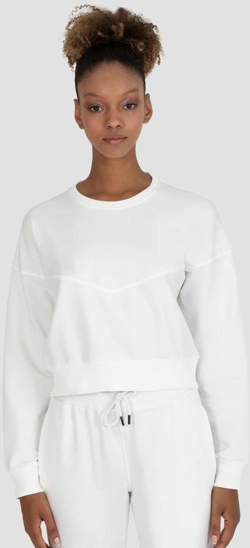 Γυναικείο Αθλητικό Oversized Sweatshirt Κρεμ