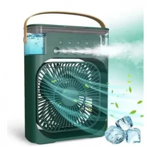 Φορητό Κλιματιστικό Usb - Ανεμιστήρας Ψύξης Αέρα με 3 ταχύτητες και 5 Οπές Ομίχλης Υγραντήρα και Φωτισμό 7 Χρωμάτων με Δοχείο 350ml - Πράσινο