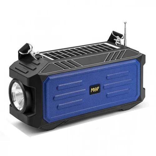MF-102 Ηλιακό Φορητό Ηχείο 3w Bluetooth με Ψηφιακό Ραδιόφωνο AM/FM/SW, με Ηλιακό Πάνελ και Φακό - Μπλέ