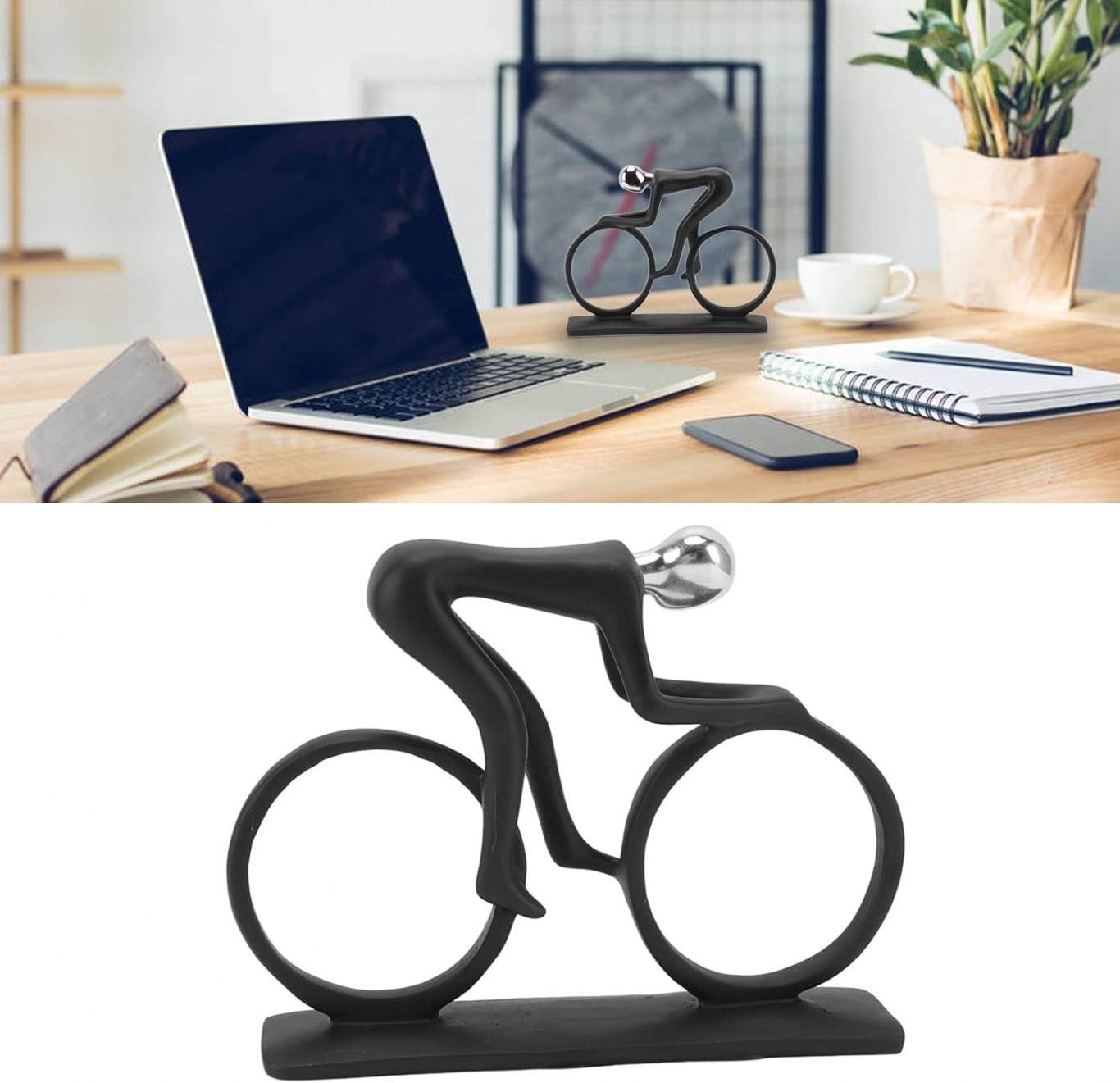 Διακοσμητική Φιγούρα Πολυρητίνης "Ποδηλάτης" 18x17cm  Μαύρο