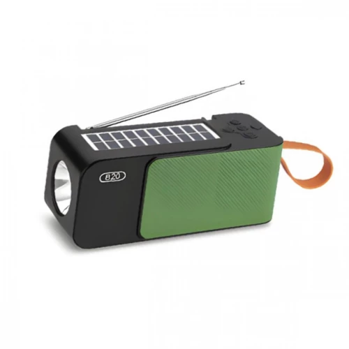 L820 Ηλιακό Φορητό Ηχείο 10w Bluetooth με Ψηφιακό Ραδιόφωνο AM-FM, Ηλιακό Πάνελ και Φακό - Πράσινο