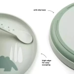 Done By Deer Παιδικό Πιάτο Με Αντιολισθιτική Βάση Happy Clouds Green