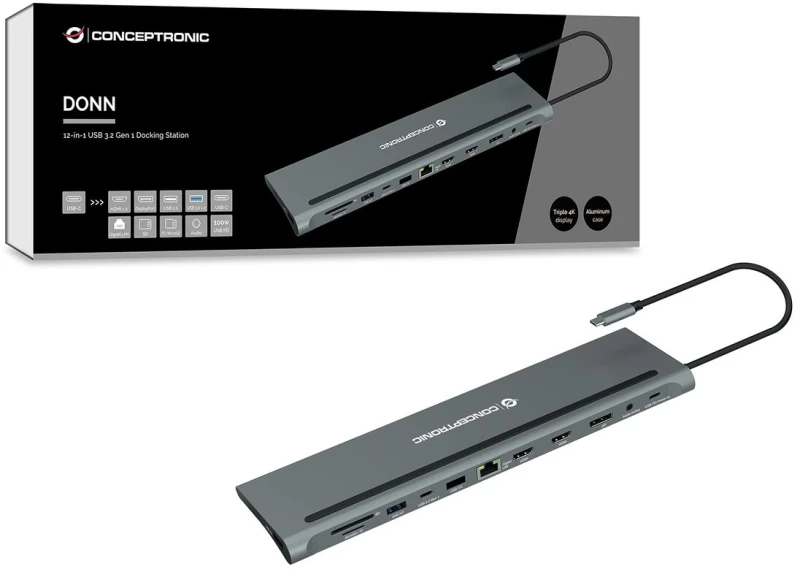 USB Hub Conceptronic 110518707101 Γκρι 100 W (1 μονάδα)