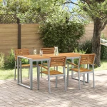 vidaXL Σετ Τραπεζαρίας Κήπου 5 Τεμαχίων Ξύλου Teak και Αλουμινίου