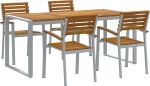 vidaXL Σετ Τραπεζαρίας Κήπου 5 Τεμαχίων Ξύλου Teak και Αλουμινίου
