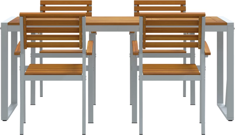 vidaXL Σετ Τραπεζαρίας Κήπου 5 Τεμαχίων Ξύλου Teak και Αλουμινίου