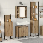 vidaXL Σετ επίπλων μπάνιου 4 τεμαχίων Artisan Oak Επεξεργασμένη ξυλεία